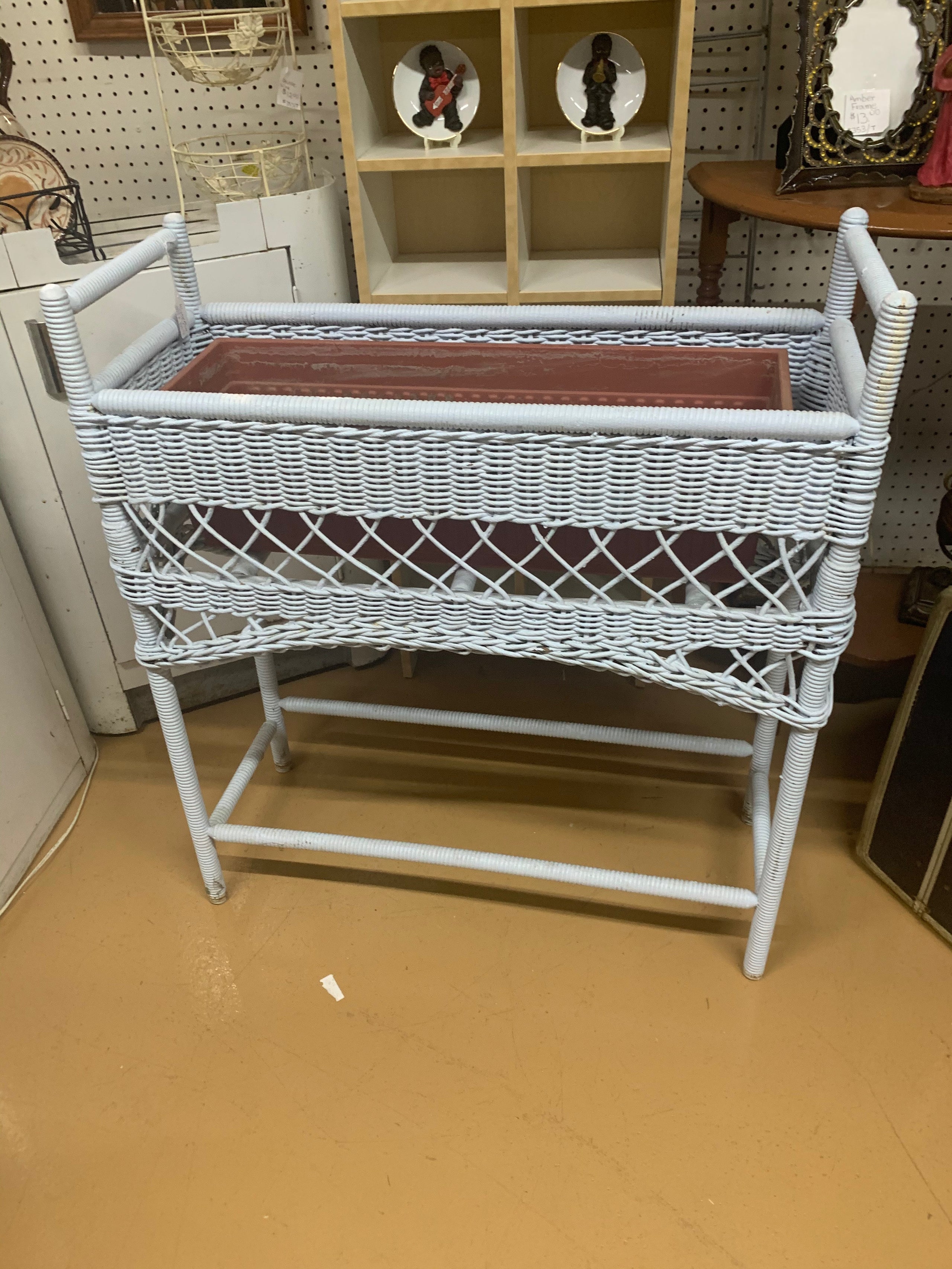White Wicker Plant Stand Three Sisters Antique Mall